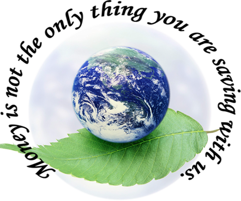 Money is not the only thing you are saving with us. globe on leaf graphic rev 3